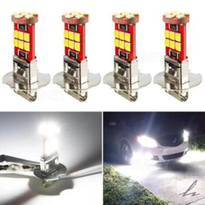 2/4個 H3 LED ヘッドライト 車用フォグランプ電球 自動運転 ランニングランプ DRL デイタイムランニングフォグランプ 超高輝度 ホワイト 18-SMD