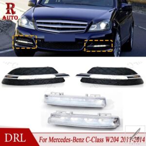 R-AUTO 車用 LED DRL デイタイムランニングライト フロントバンパーグリル メルセデスベンツ Cクラス W204 2011 - 14 A2048803324