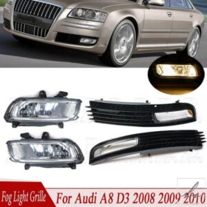 R-AUTO 車用フォグランプグリル AUDI A8 D3 2008 2009 2010 フロントバンパーフレームグリル ロワーグリル 4E0807681AN 4E0807682AN