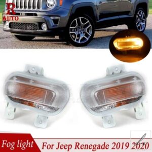 R-AUTO 車用フロントバンパーフォグランプ DRL デイタイムランニングライト ドライビングライト フォグライト フォグランプ JEEP RENEGADE 2019 - 21用