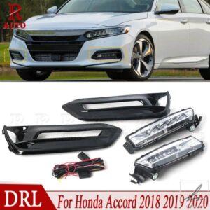 R-AUTO 1セット 車用フロントバンパー LED DRL デイタイムランニングライト ヘッドライト ドライビングランプ カースタイリング ホンダ アコード 2018 2019