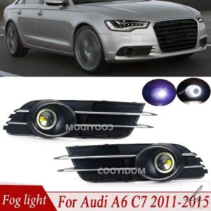 R-AUTO 1ペア 車用フロントバンパー フォグランプグリル フォグランプカバー レーシンググリル AUDI A6 C7 2011 - 15 4GD807681B