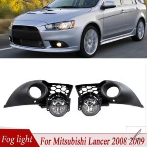 三菱ランサー 2008 2009 1セット フロントバンパー フォグランプ グリル デイタイムランニングライト グリル フォグランプ アセンブリ カーライト
