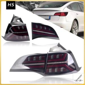 テスラモデル3 Y用フィッシュボーンテールライトアセンブリ カスタムリアテールライト 自動車アクセサリー LED 流れるターンランプ
