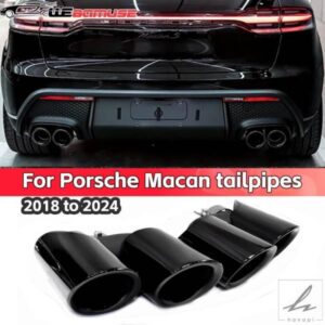 1ペア/ロット ポルシェ マカン 2.0T 2018-2024 クアッドマフラーチップ 排気システムノズル ブラックテールパイプ用