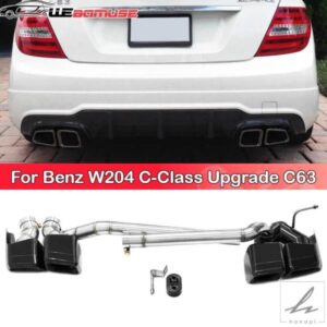 メルセデスベンツ W204 Cクラス C180 C200 C260 アップグレード C63 クワッド排気システム サイレンサー テールパイプ用ステンレス製排気口