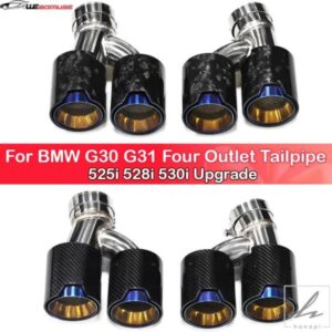 デュアルアウト排気チップカーボンマフラーチップ BMW 525I 528I 530I G30 G31 5シリーズ排気チップノズル 2018+用