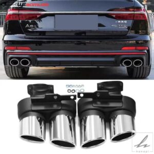 2019-2024年式AUDI A6 A7 C8用排気アップグレードS6 S7ステンレスブラックマフラーチップ排気システム