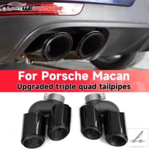 2014〜2024年式ポルシェ マカン用 排気変換 トリプル4アウトレットテールパイプ ステンレステールパイプマフラー