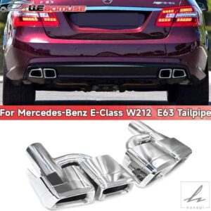 メルセデスベンツ W212 Eクラス チューニング E200 E260 E300 アップグレード E63 テールパイプ 4アウトレット スクエア ステンレス マフラーノズル