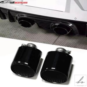 2024年式ポルシェ カイエン クーペ ターボ GT 4.0T 用 ステンレス製車用排気口 1組 ブラックテールパイプ排気システム