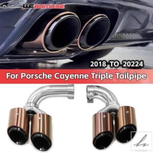 ポルシェ カイエン ハイブリッド ガソリン車用 クアッドエキゾーストチップ 2018〜2024年式 マフラーチップ テールパイプ 排気システム ノズルチップ
