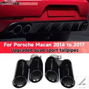 2014〜2017年式ポルシェ マカン用 排気変換アップグレード 4アウトレット スポーツテールパイプ ステンレスマフラー