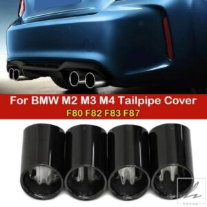 車用排気トリム 排気テールパイプ BMW M2 M3 M4 F80 F82 F83 F87 ブラッククローム排気チップ マフラー 排気カバー ノズル