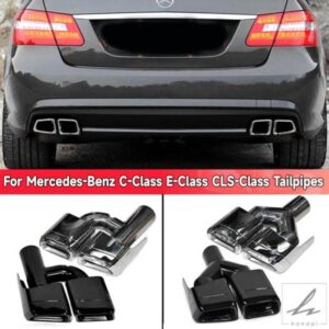 メルセデスベンツ Cクラス Eクラス CLSクラス用 排気チューニング E63 C63 CLS63 4アウトレット スクエアテールパイプ ステンレスマフラー