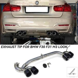 車アクセサリー クワッドエキゾーストチップ BMW F30 F31 320I 318I M3ルックバンパー 3シリーズ ステンレス 車用エキゾーストマフラーチップ