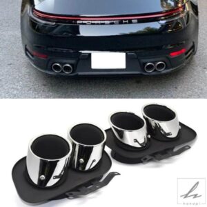ポルシェ 992 カレラ 2/4 /S /4S 用 クワッドカー エキゾーストチップ 304 ステンレス マフラーチップ テールパイプ 排気システム ノズルチップ