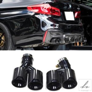 デュアルエキゾーストチップ サテン マフラーチップ Hシェイプ テールパイプ BMW 525I 528I 530I G30 G31 2018 5シリーズ用 エキゾーストパイプノズル