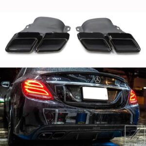 車用クワッドエキゾーストチップ ステンレス メルセデスベンツ C63 W205 C200 C300 C180 C260 2015+ マフラーチップ テールパイプノズル
