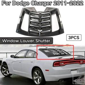 ダッジ チャージャー 2011-2022年式用 ルーフウィンドウルーバーシャッター リアウィンドウトリムカバー 3個セット 光沢ブラック カーアクセサリー