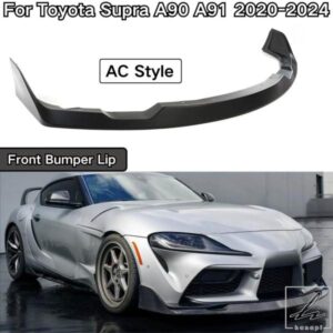 トヨタ スープラ A90 A91 2020-2024 用 フロントバンパーリップ 3個 スポイラー スプリッター 車アクセサリー カーボンプリント 光沢ブラック