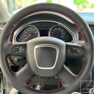 滑り止め人工革製カーステアリングホイール編み込みカバー AUDI A3 8P SPORTBACK A4 B8 AVANT A5 8T A8 D3 A6 C6用