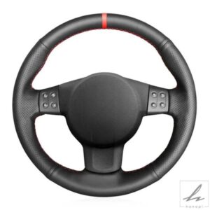 ブラック人工革ハンドステッチカーステアリングホイールカバー シートレオンMK22006-2008 イビサ6L2007 カーアクセサリー