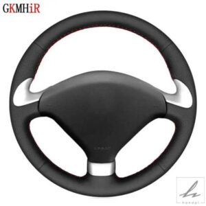 プジョー 307 CC 2004-2009 307 SW 2004-2009 407 407 SW 2004-2009 用ソフトブラック人工革車用ステアリングホイールカバー