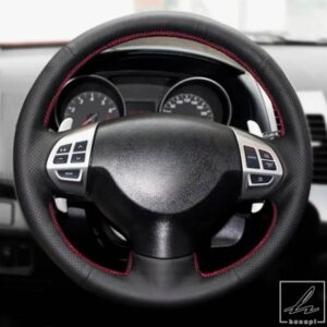 三菱 ランサー X 10 2007-2015 ASX 2010-2013 アウトランダー 2006-2013 パジェロ スポーツ 2008-2016 車用ステアリングホイールカバー レザー