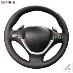 車用ステアリングホイールカバー カスタム可能 滑り止め ブラック BMW X5 E70 2006-2013 X6 E71 2008-2014 E72 2009 2010 カーアクセサリー