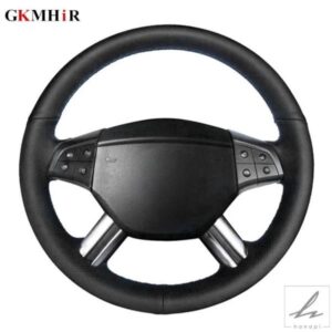 メルセデスベンツ W164 Mクラス ML350 ML500 X164 GLクラス GL4用 DIY ブラック人工革製カーステアリングホイールカバー