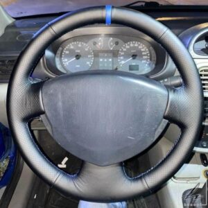ルノー メガーヌ 2 カングー セニック 2 2002-2009 用 ブラック 滑り止めステアリングホイール編み込みカーステアリングホイールカバー カーアクセサリー