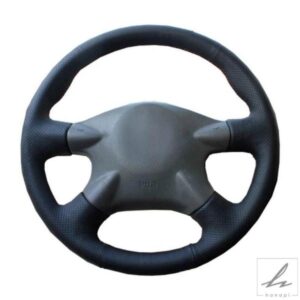 人工革編み込みカーステアリングホイールカバー 日産アルメーラ N16 パスファインダー プリメーラ XTRAIL 2001-2006 ルノー サムスン SM3用