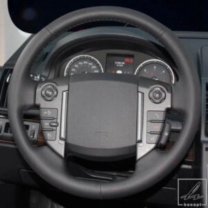 ランドローバー フリーランダー 2 2013-2015年式用 ブラック本革ハンドステッチカーステアリングホイールカバー カーアクセサリー