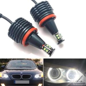 120W 6000K ホワイト H8 LED 車用エンジェルアイズ マーカーライト電球 BMW 5シリーズ E60 E61 LCI キセノンヘッドライト 2008-2010用 部品 カスタムパーツ