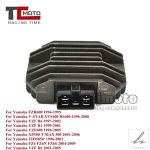 ヤマハ YZF600 XP500 T-MAX 500 TDM850 FZR600 FZ6 FZ6N FZ6S V-STAR XVS400 DS400 R1 R6用 12V電圧レギュレータ電流整流器 部品 カスタムパーツ