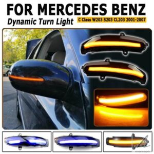 メルセデスベンツ Cクラス W211 W203 S203 CL203 2001-2007用 2ピース LED 流れるウィンカー シーケンシャル サイドミラーインジケーターライト 部品 カスタ