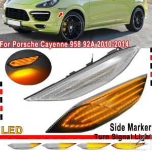 ポルシェ カイエン 958 92A 2010-2014 クリアスモークレンズ LED サイドマーカーランプ ダイナミック アンバー ウィンカー ブリンカー インジケーターライト