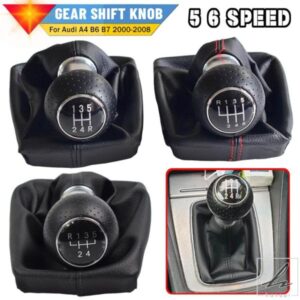 ブラックレッドライン 5/6速 カーシフトギアノブレバー ゲイターブーツカバー AUDI A4 B6 B7 2000-2008 SEAT EXEO LEON カースタイリング用 部品 カスタムパ