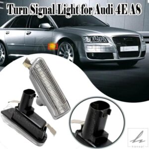 2個 LED ダイナミックサイドマーカーライト ウィンカーランプ アウディ A8 A8L S8 4E D3 MK2 クワトロ 2003-2009 スモークアンバー カーアクセサリー 部品
