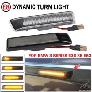 2個 LED ダイナミックウィンカーライト サイドフェンダーマーカー シーケンシャルウィンカー BMW E36 BMW X5 E53 BMW 3シリーズ用 部品 カスタムパーツ