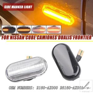 車用サイドマーカーライト ダイナミックLEDウィンカーライト 日産ティーダ C11 ノート E11 NE11 マイクラ K12 NP300 ナバラ D40 キャシュカイ J10用 部品 カ