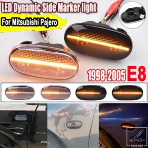 三菱 ランサー パジェロ ミラーグ ギャラン 1998-2005 用 ダイナミック LED サイドマーカーライト ペア サイドリピーター ウィンカー ブリンカーランプ 部品