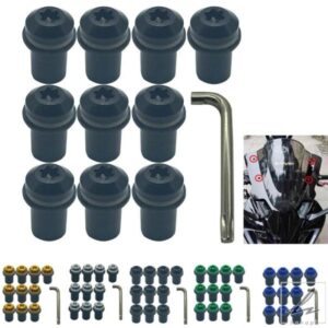 ヤマハ YZF R1 R6 R7 600R 750R 1000R FZ1 FZ6 FZ6R 用 ウインドシールドボルト六角レンチ付き M5 ウインドスクリーン取り付けネジ ワッシャーナット 部品