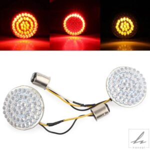 2インチ 1157 LED レッド アンバー ストップ ブレーキ ランプ ウィンカー インサート ライト 2個 ハーレーダビッドソン用 部品 カスタムパーツ アクセサリー