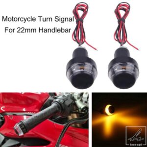 22MMハンドルバー用オートバイハンドルウィンカーアンバーLEDEマーカーランプ付きイエローハンドルグリップバーウィンカー 部品 カスタムパーツ