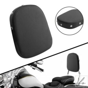 汎用バイクリアパッドバックレストシーシーバーレザーブラッククッションハーレーツーリングヤマハホンダスズキチョッパークルーザー用 部品 カスタムパーツ