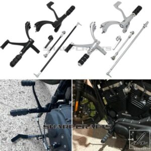 04-24 オートバイ用フォワードコントロールキット ペグ レバー リンケージ ブラック ハーレー スポーツスター 1200 カスタム セブンティーツー 883 アイアン
