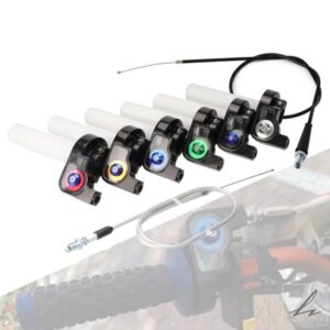 汎用 7/8インチ 22MM 可視クイックツイストガススロットルハンドルグリップ ケーブル付き オートバイ ダートピットバイク エンデューロ モトクロス ATV用 部