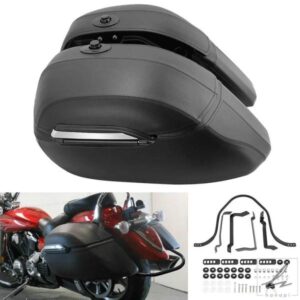 汎用オートバイ防水ハードバッグサドルバッグ＆高耐久マウントブラケットキットハーレーBMWカワサキヤマハホンダ用 部品 カスタムパーツ アクセサリー